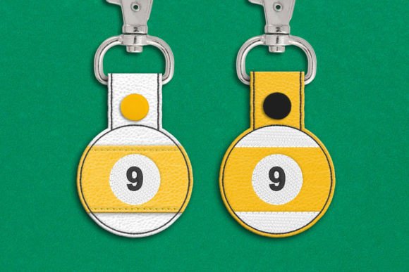 9 Ball ITH Key Fob Applique Embroidery
