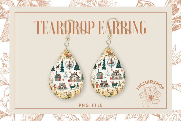 Christmas Deer Embroidery Teardrop1