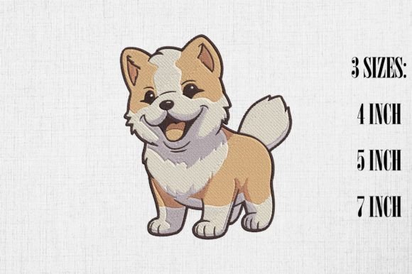 Cute Akita Dog Embroidery Design