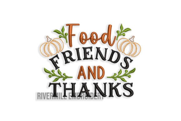 Food Friends Thanks Embroidery Design