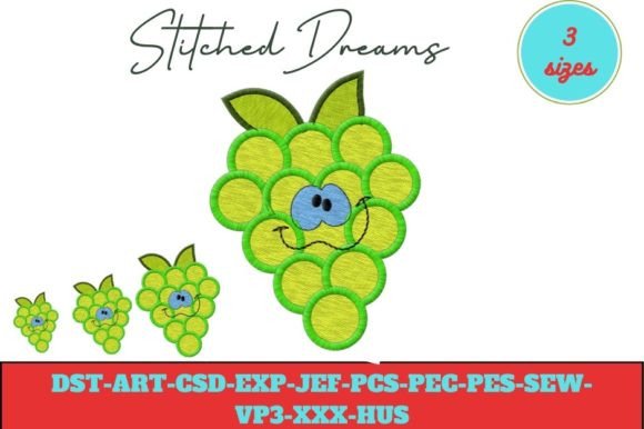 Happy Grape Embroidery Design