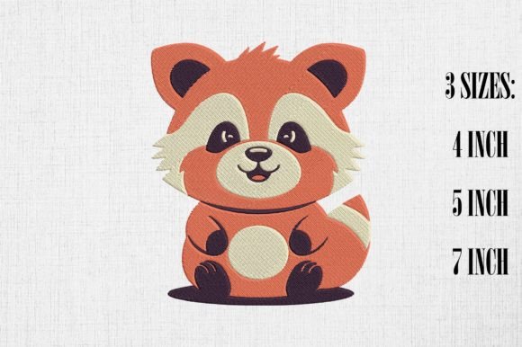 Kawaii Red Panda Embroidery Design
