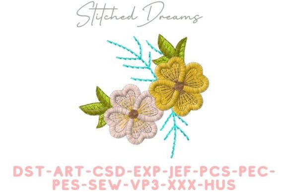 Twin Blooms Embroidery Design