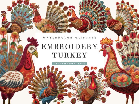 Watercolor Embroidery Turkey